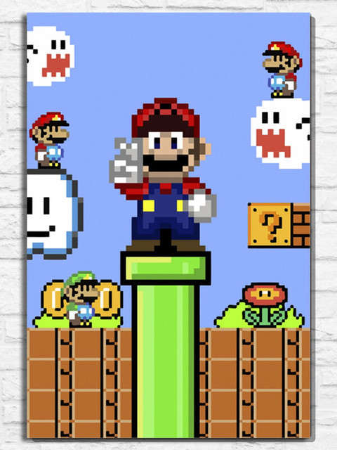 Pintura por números sobre tela do jogo Super Mario Bros (Sega